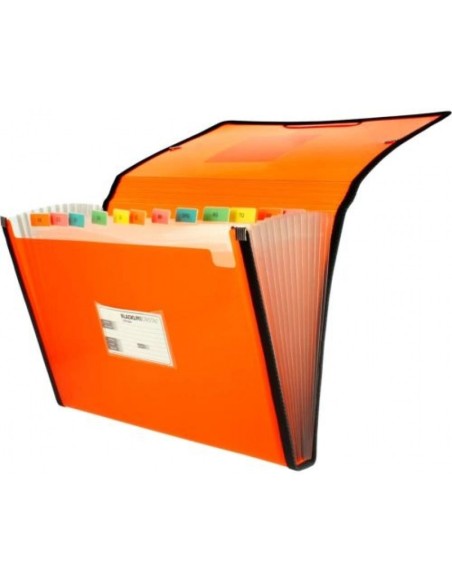 Carpeta fuelle Fº naranja polipropileno 13 departamentos con ribete